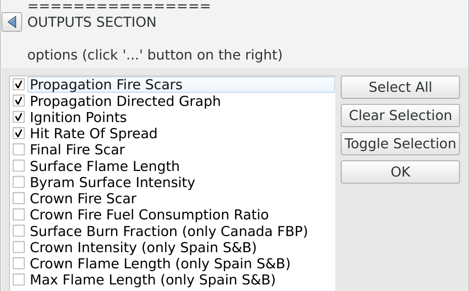 Simulator outputs