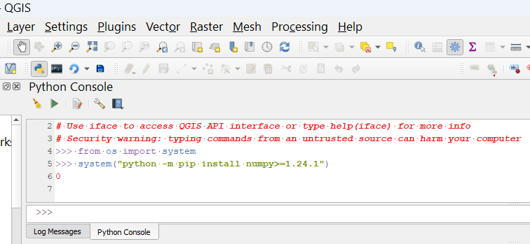 qgis python console preview